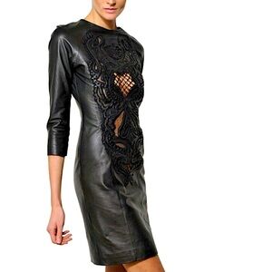KTZ London couture designer leather dress - size 00-2, NWOT
